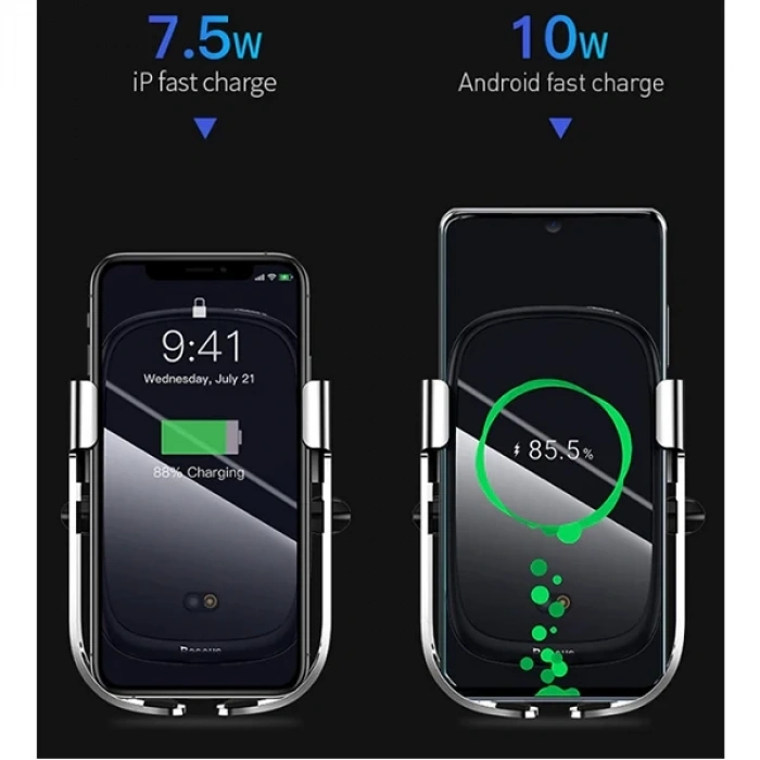 VipMarketim Baseus Rock-Solid Tam Otomatik 10W Wireless Kablosuz Araç Şarj Tutucu-(5775)