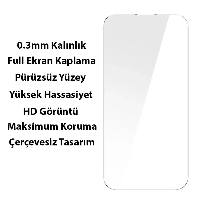 VipMarketim Baseus SuperCeramic Series iPhone 14 6.1 Koruyucu Cam Kılıf + Full Tempered Ekran Koruyucu Set-(5775)