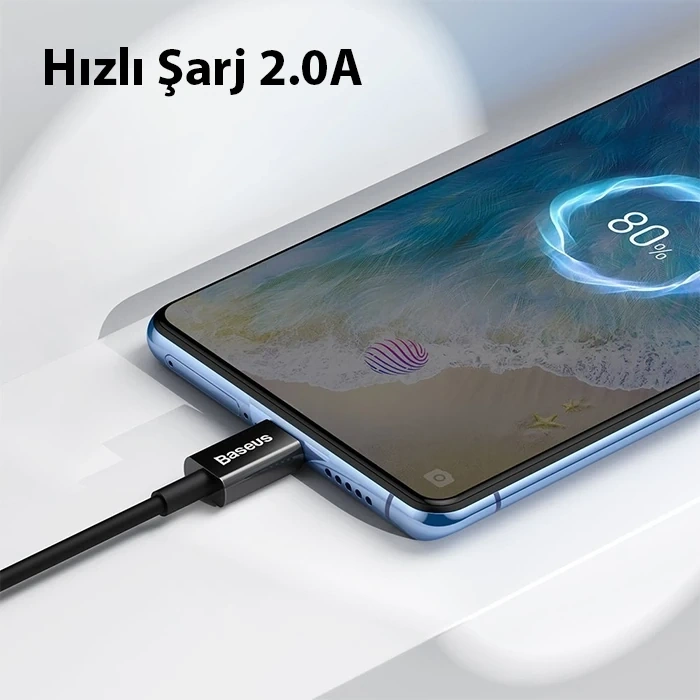 VipMarketim Baseus Superior Series USB to Mikro Hızlı Şarj ve Data Kablosu 2A 1m-(5775)