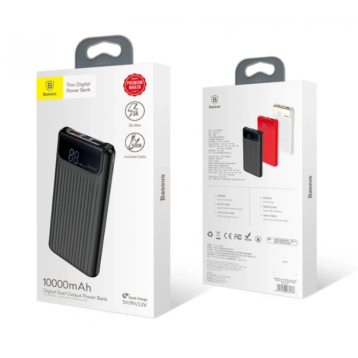 VipMarketim Baseus Thin QC3.0A 10000 Mah Hızlı Şarj Harici Şarj Power Bank-(5775)