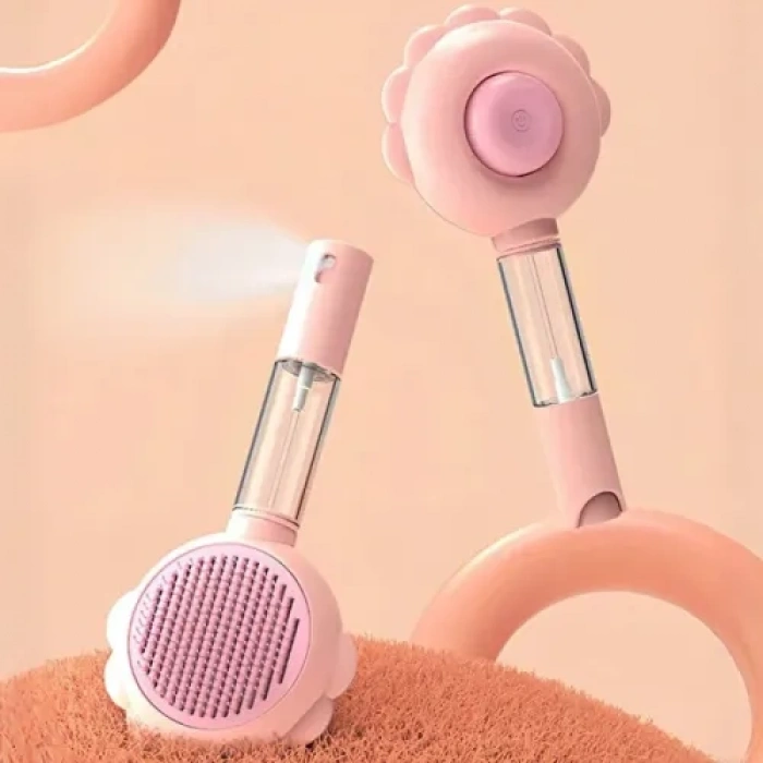 VipMarketim Basmalı Telli Su Sprey Hazneli Hayvan Fırçası