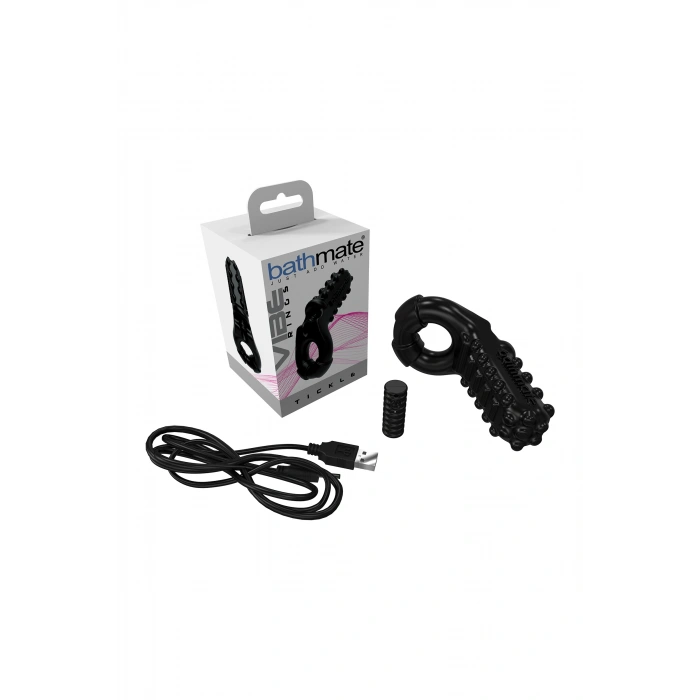 VipMarketim Bathmate Penis üzerindeki titreşim halkası Tickle, elastomex, siyah, Ø5 cm