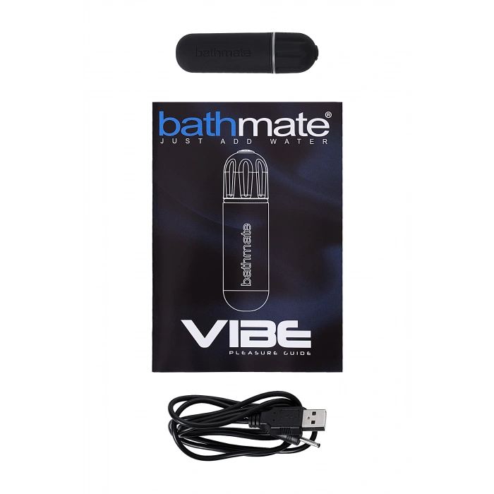 VipMarketim Bathmate Vibe Bullet Black, Şarj edilebilir, su geçirmez, plastik, siyah