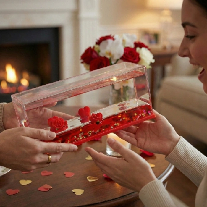 VipMarketim Batmayan Kalpli Güllü Akvaryum Hediyelik