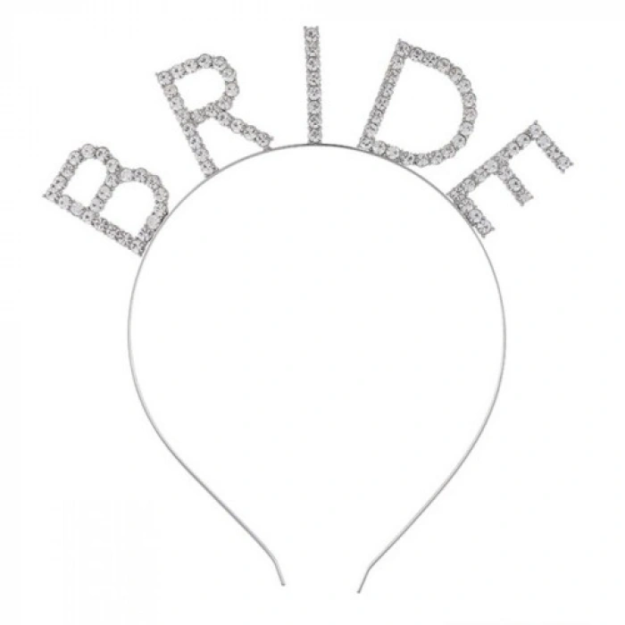 VipMarketim Bekarlığa Veda Mega Boy Kristal Taşlı Gümüş Bride Taç Gelin Tacı 20X21 cm