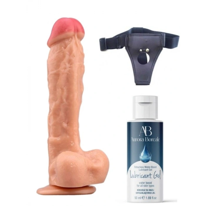 VipMarketim Belden Bağlamalı Kayganlaştırıcı Set Noctis 23cm Realistik Dildo No:22