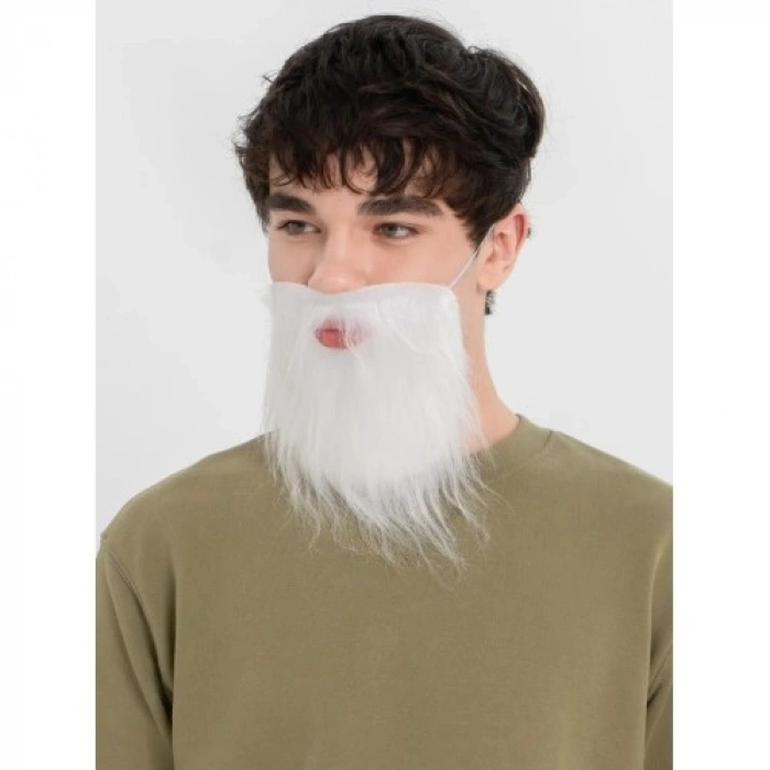 VipMarketim Beyaz Kırçıllı Arkadan Lastikli Beyaz Takma Sakal Yetişkin Çocuk Uyumlu