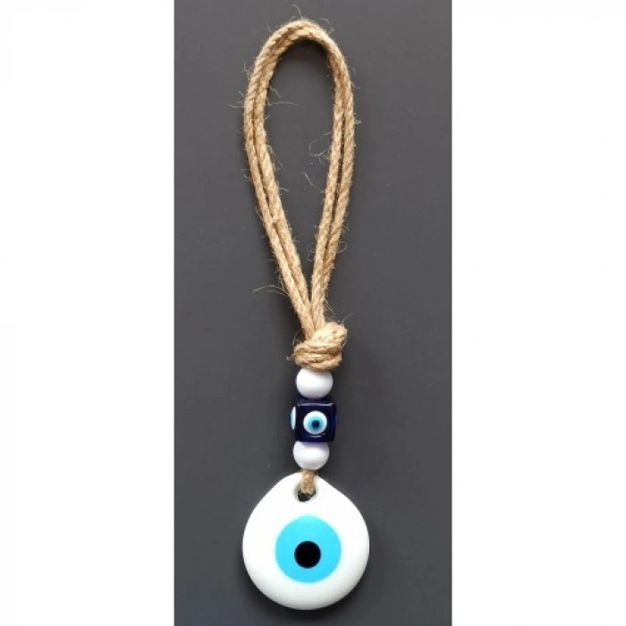 VipMarketim Beyaz Nazar Boncuklu El Yapımı Duvar Süsü