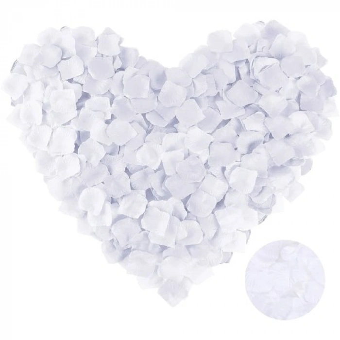 VipMarketim Beyaz Renk Gül Yaprağı Şekilli Konfeti 10 Paket 1000 Adet