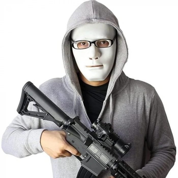 VipMarketim Beyaz Renk Hip Hop Anonim Jabbawockeez Dans Maskesi 18x19 cm