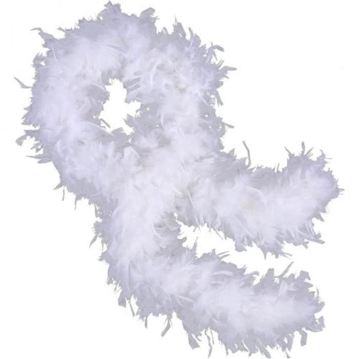 VipMarketim Beyaz Renk Kabarık Kalın Otriş Boa Tüy 6 cm Genişlik 180-200 cm Uzunluk