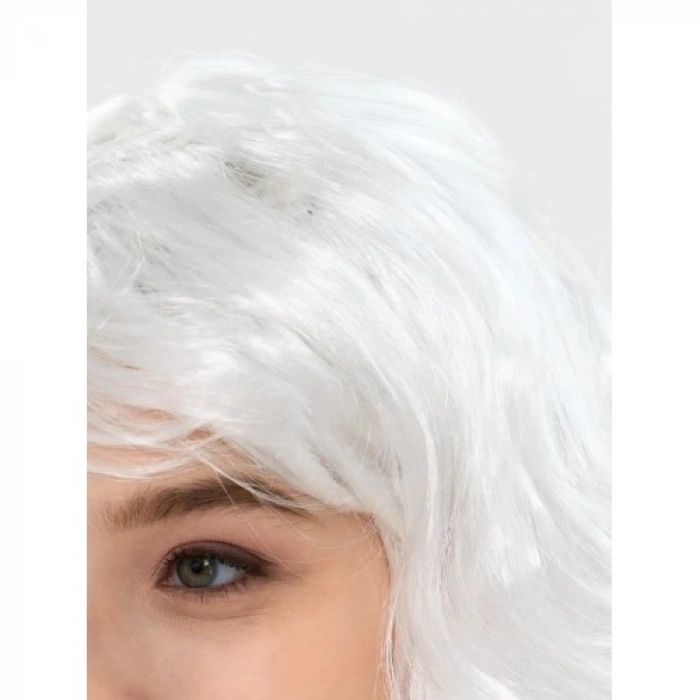 VipMarketim Beyaz Renk Kahküllü Dalgalı Uzun Parti Peruğu