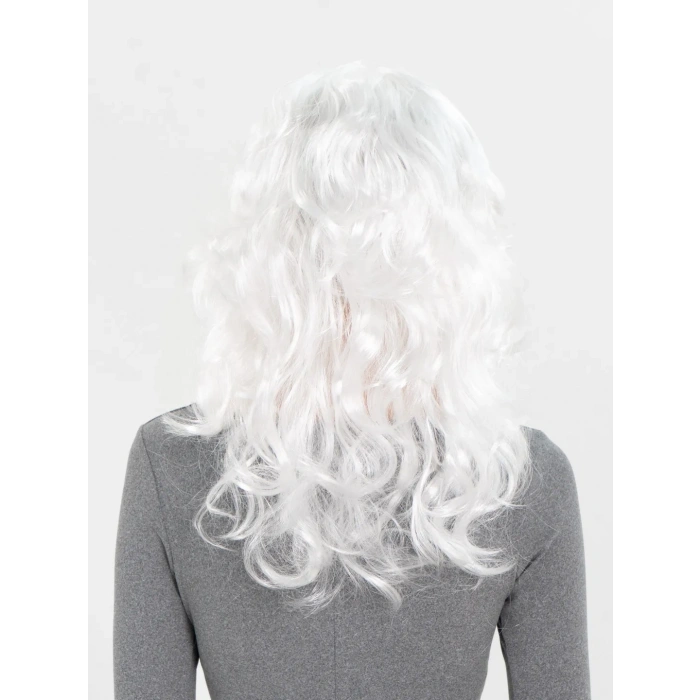 VipMarketim Beyaz Renk Kahküllü Dalgalı Uzun Parti Peruğu