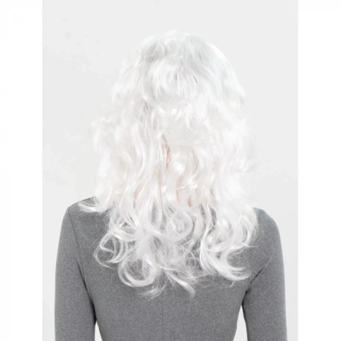 VipMarketim Beyaz Renk Kahküllü Dalgalı Uzun Parti Peruğu