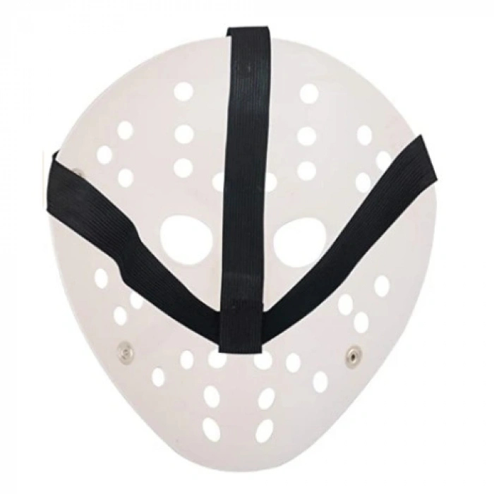 VipMarketim Beyaz Renk Kırmızı Çizgili Tam Yüz Hokey Jason Maskesi Hannibal Maskesi