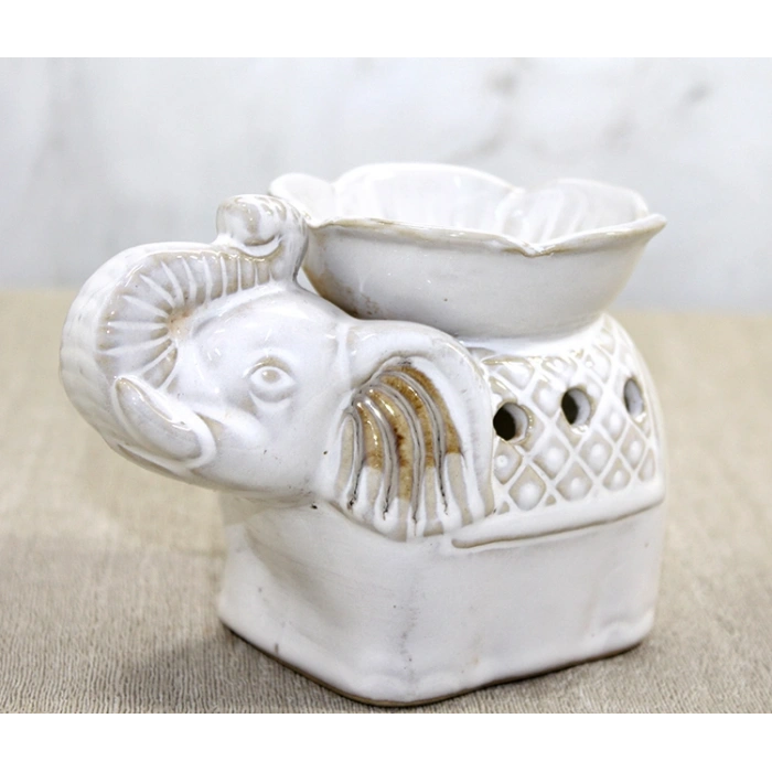 VipMarketim Beyaz Seramik Filli Buhurdanlık