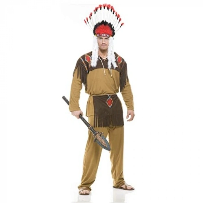 VipMarketim Beyaz Tüylü Siyah Kırmızı Büyük Hintli Kızılderili Başlığı