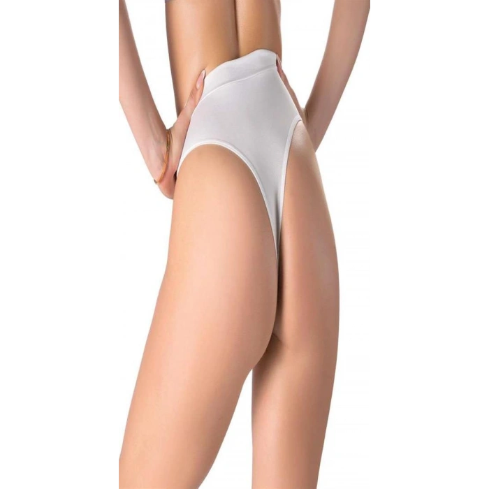 VipMarketim  Beyaz V Metal Aksesuarlı Yüksek Bel String Tanga