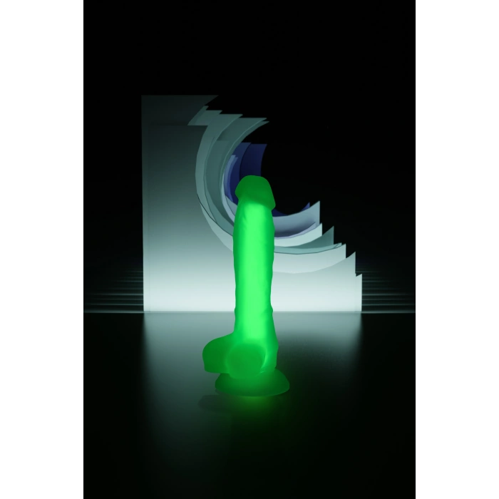 VipMarketim Beyond Dick Glow Gece Parlayan Dildo, Silikon, Şeffaf, 18 Cm