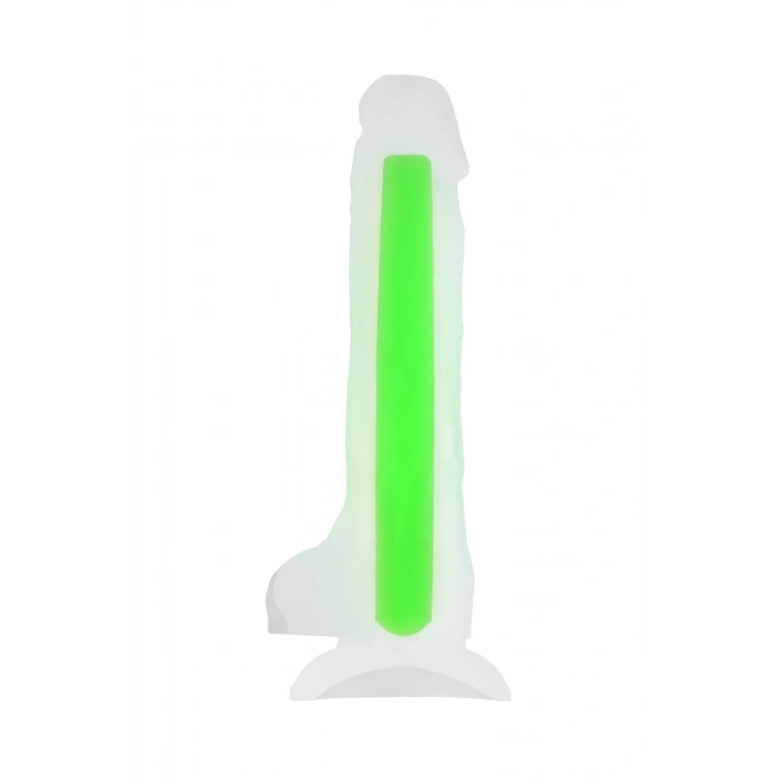 VipMarketim Beyond Dick Glow Gece Parlayan Dildo, Silikon, Şeffaf, 18 Cm
