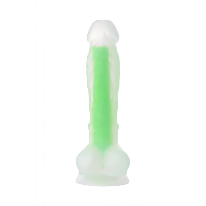 VipMarketim Beyond Dick Glow Gece Parlayan Dildo, Silikon, Şeffaf, 18 Cm