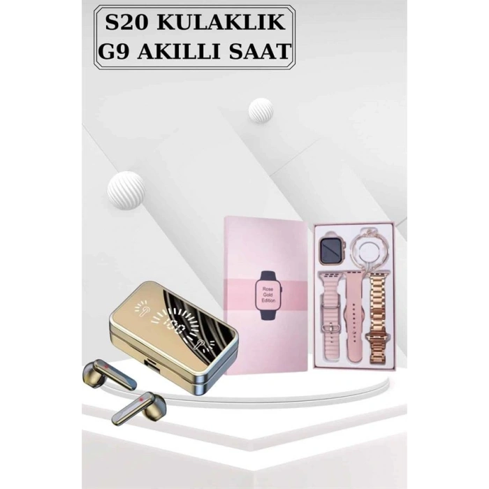 VipMarketim Bileklikli Amoled Ekran Akıllı Saat ve Dijital Göstergeli Kablosuz Bluetooth Kulaklık ANC/ ENC