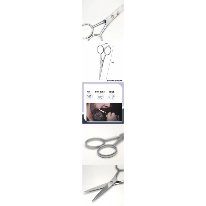 VipMarketim Bıyık Sakal Düzeltme Makası 12 cm Biagio Bianchi Design