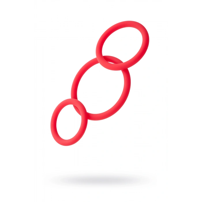 VipMarketim Black & Red Penis Halkası Seti, Silikon, Kırmızı, Ø6/5/4 Cm