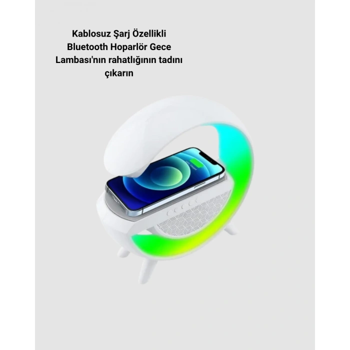 VipMarketim Bluetooth 5.0 Hoparlör – Kablosuz Şarj RGB Gece Lambası ve FM Radyo