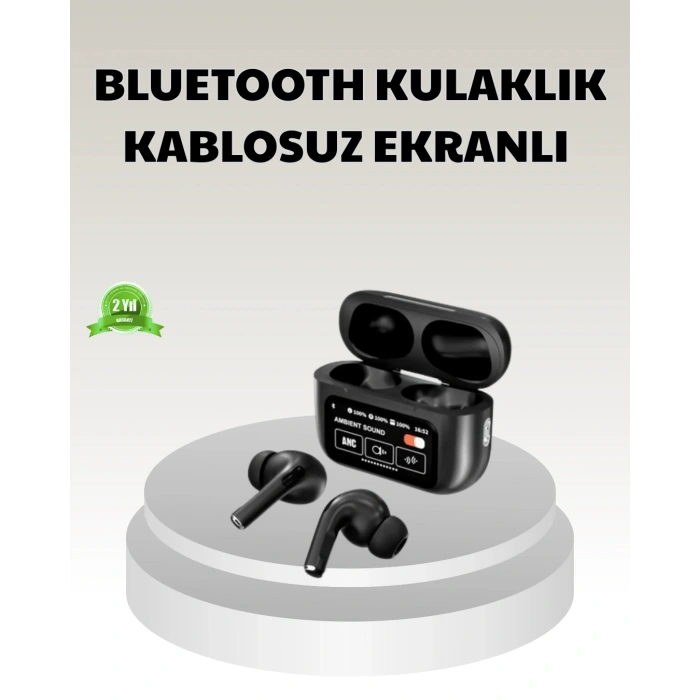 VipMarketim Bluetooth 5.3 ANC Kablosuz Kulaklık – Dokunmatik Kontrol Dijital Ekran ve Uzun Pil Ömrü