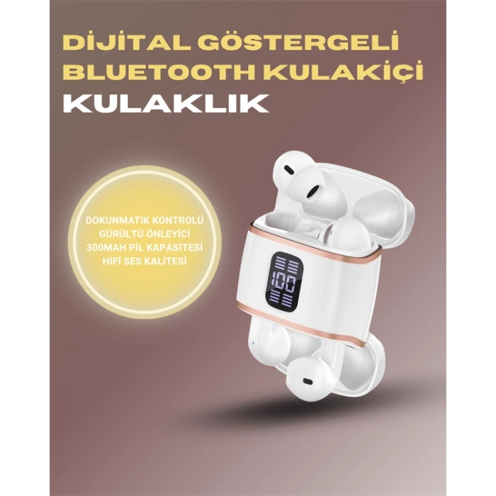 VipMarketim Bluetooth 5.3 Kulaklık – 4 Adet Çift Kulaklıklı Dijital Göstergeli ANC + ENC