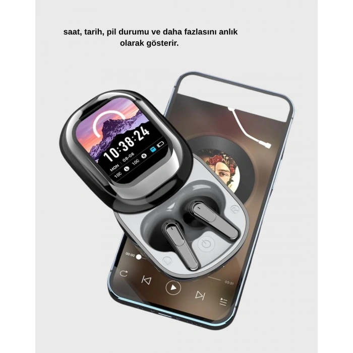 VipMarketim Bluetooth 5.4 Kulaklık – Gürültü Engelleme ve Akıllı Ekranlı Şarj Kutusu