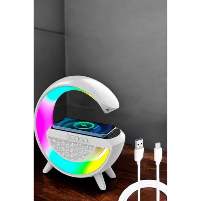 VipMarketim Bluetooth Hoparlör 15W Kablosuz Hızlı Şarj LED Gece Lambası