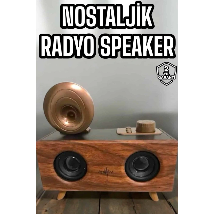 VipMarketim Bluetooth Hoparlör Ahşap Klasik Retro Gramofon Bluetooth Müzik Kutusu