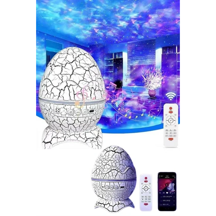 VipMarketim Bluetooth Hoparlör Dinozor Yumurtası Gece Masa Lambası Projektör