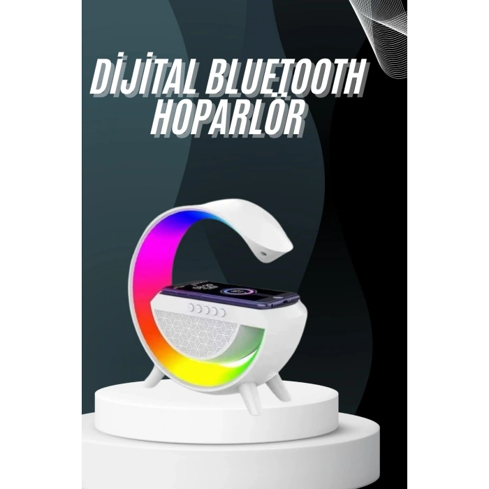 VipMarketim Bluetooth Hoparlör G Şekli Atmosfer Akıllı Rgb Lamba Wireless Kablosuz Şarj