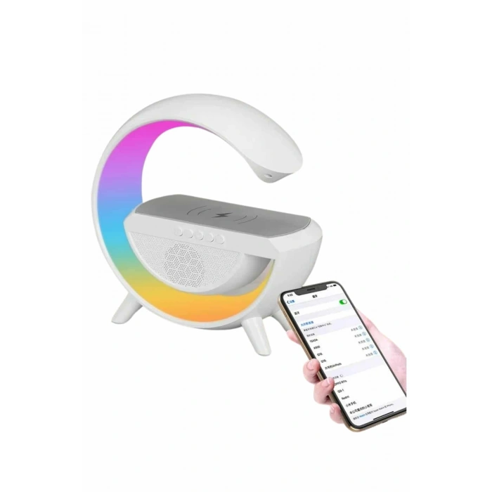 VipMarketim Bluetooth Hoparlör G Şekli Atmosfer Akıllı Rgb Lamba Wireless Kablosuz Şarj