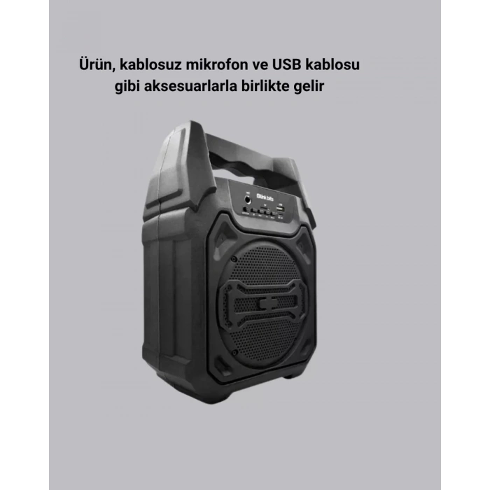 VipMarketim Bluetooth Hoparlör Mikrofonlu Taşınabilir Ses Sistemi FM Radyo USB SD Kart ve TWS Özellikli