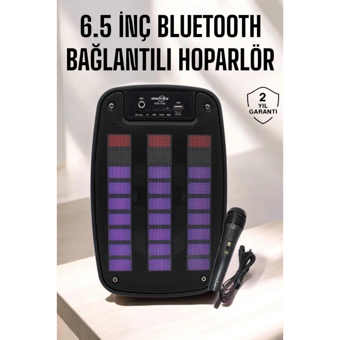 VipMarketim Bluetooth Hoparlör RGB Işıklı USB SD Kart Girişli Taşınabilir