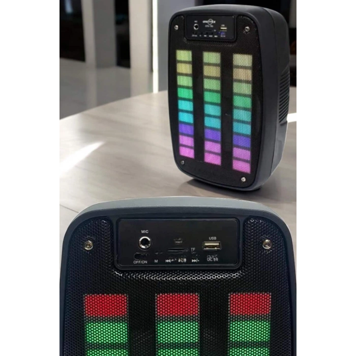 VipMarketim Bluetooth Hoparlör RGB Işıklı USB SD Kart Girişli Taşınabilir