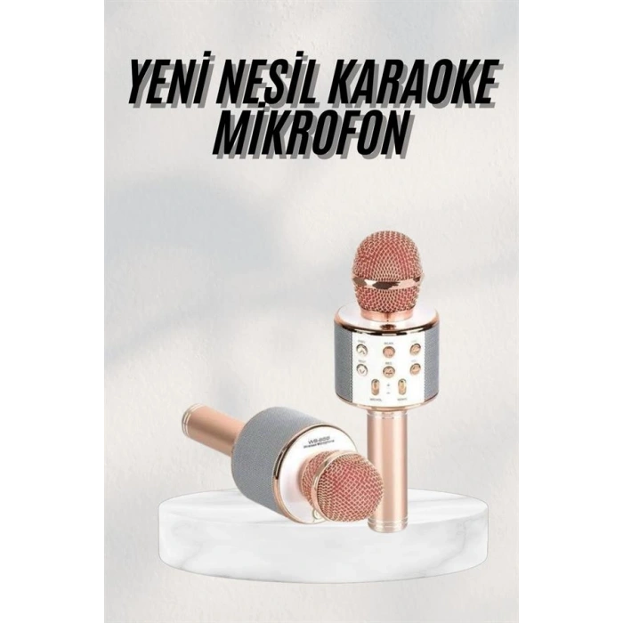 VipMarketim Bluetooth Hoparlör USB AUX SD Kart Kaoroke Mikrofon Uzun Pil Ömrü