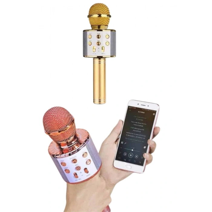 VipMarketim Bluetooth Hoparlör USB AUX SD Kart Kaoroke Mikrofon Uzun Pil Ömrü