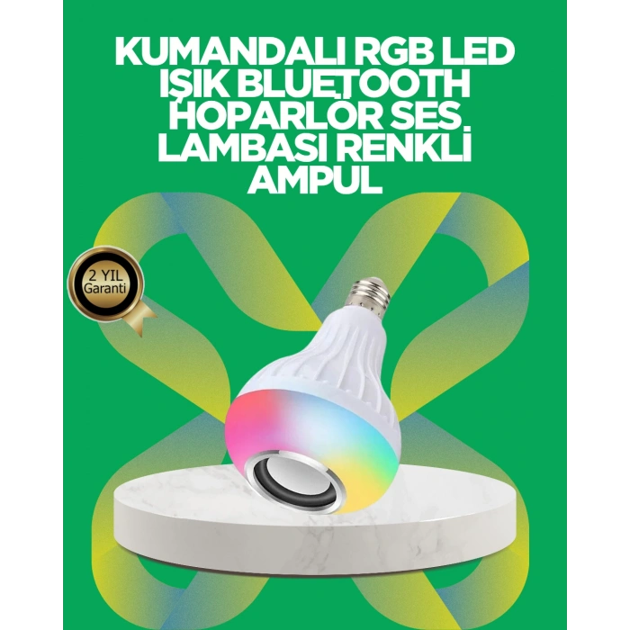 VipMarketim Bluetooth Hoparlörlü LED Ampul – 12W Enerji Tasarruflu