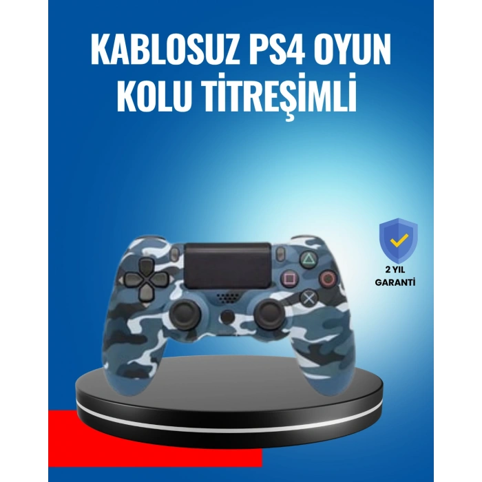 VipMarketim Bluetooth Kablosuz PS4 Gamepad Çift Motorlu Siyah Controller