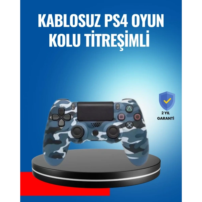 VipMarketim Bluetooth Kablosuz PS4 Gamepad Çift Motorlu Siyah Controller