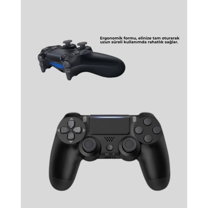 VipMarketim Bluetooth Kablosuz PS4 Gamepad Çift Motorlu Siyah Controller