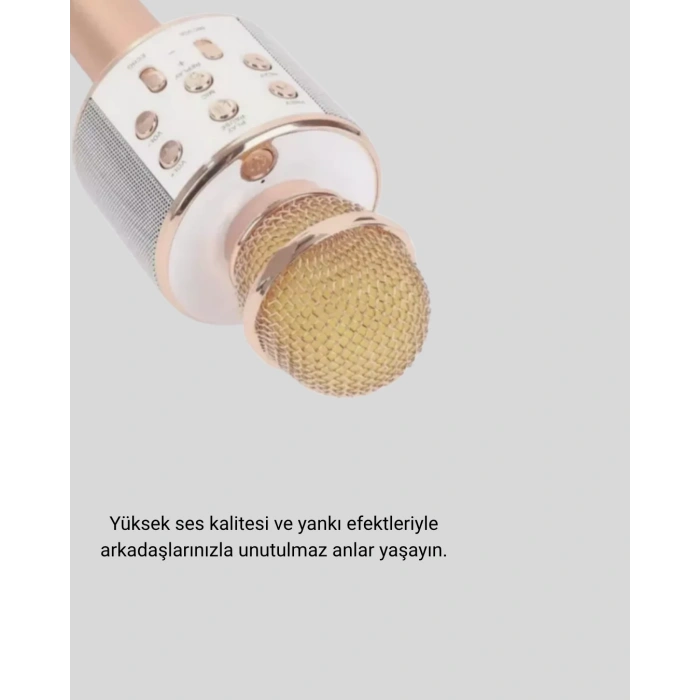 VipMarketim Bluetooth Karaoke Mikrofon Şarjlı Uzun Pil Ömürlü Çok Fonksiyonlu