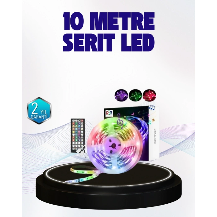 VipMarketim Bluetooth Kontrollü Smart Şerit Led 10M Sese Duyarlı RGB Aydınlatma