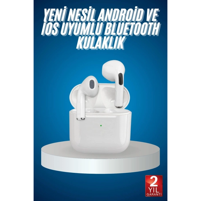 VipMarketim Bluetooth Kulaklık Beyaz Çağrı Cevaplama Dokunmatik Kontrol Kablosuz