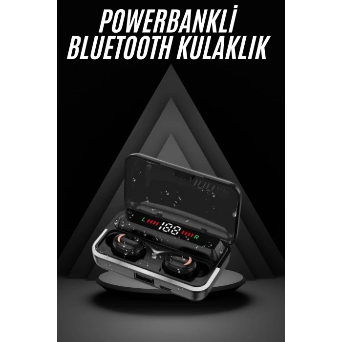 VipMarketim Bluetooth Kulaklık Dijital Şarj Göstergeli Powerbankli Bass Özellikli Kablosuz Kulakiçi 5.1 Mikrofonlu